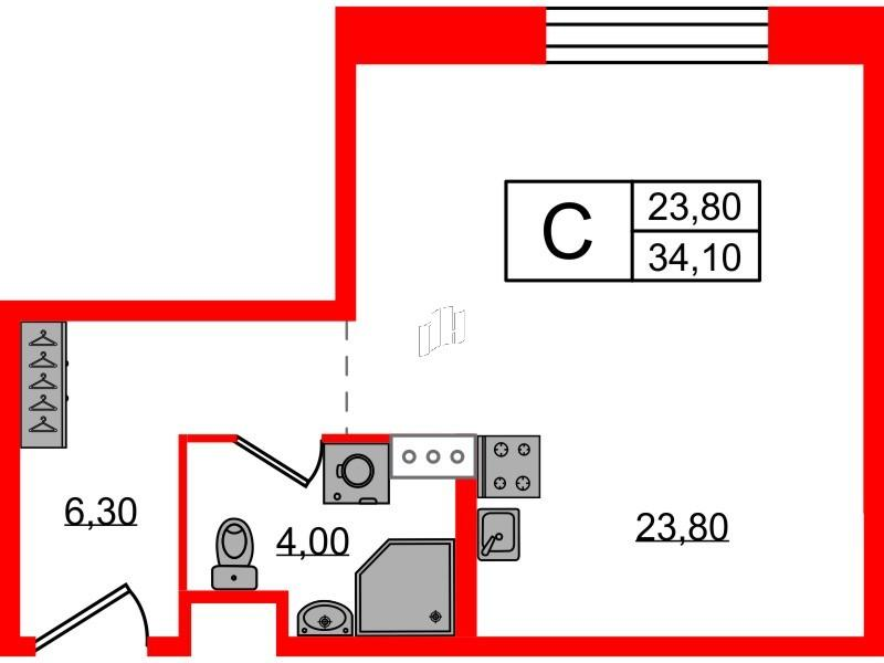 Студия 34 м2 в ЖК VIDI корпус null этаж 10