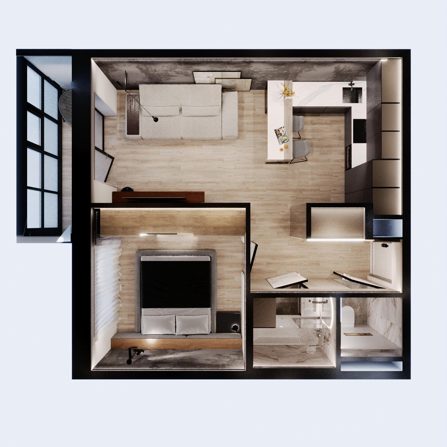 2-комнатная 43 м2 в ЖК Южный Парк корпус null этаж 19