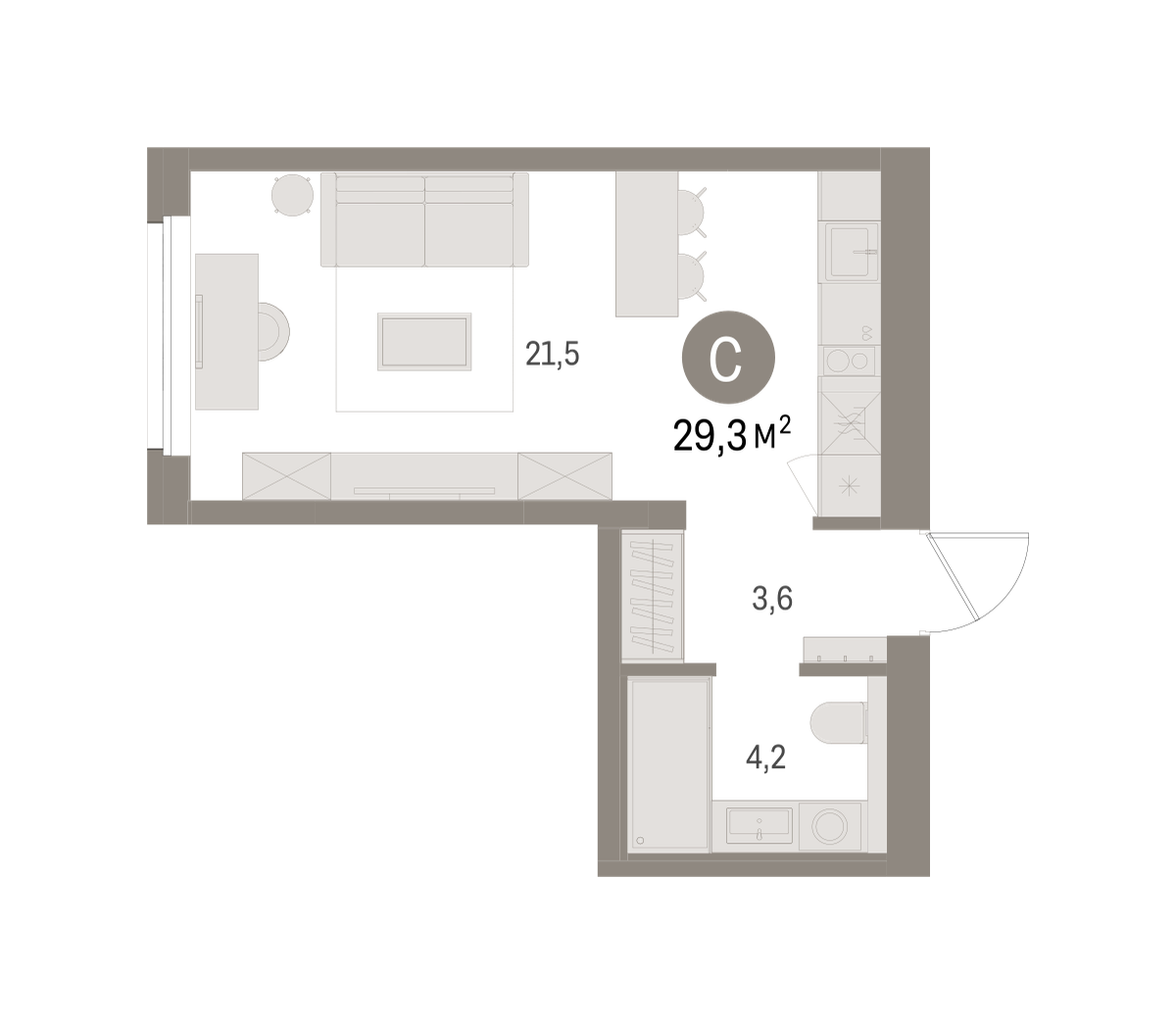 Студия 29 м2 в ЖК Северный ветер корпус null этаж 4