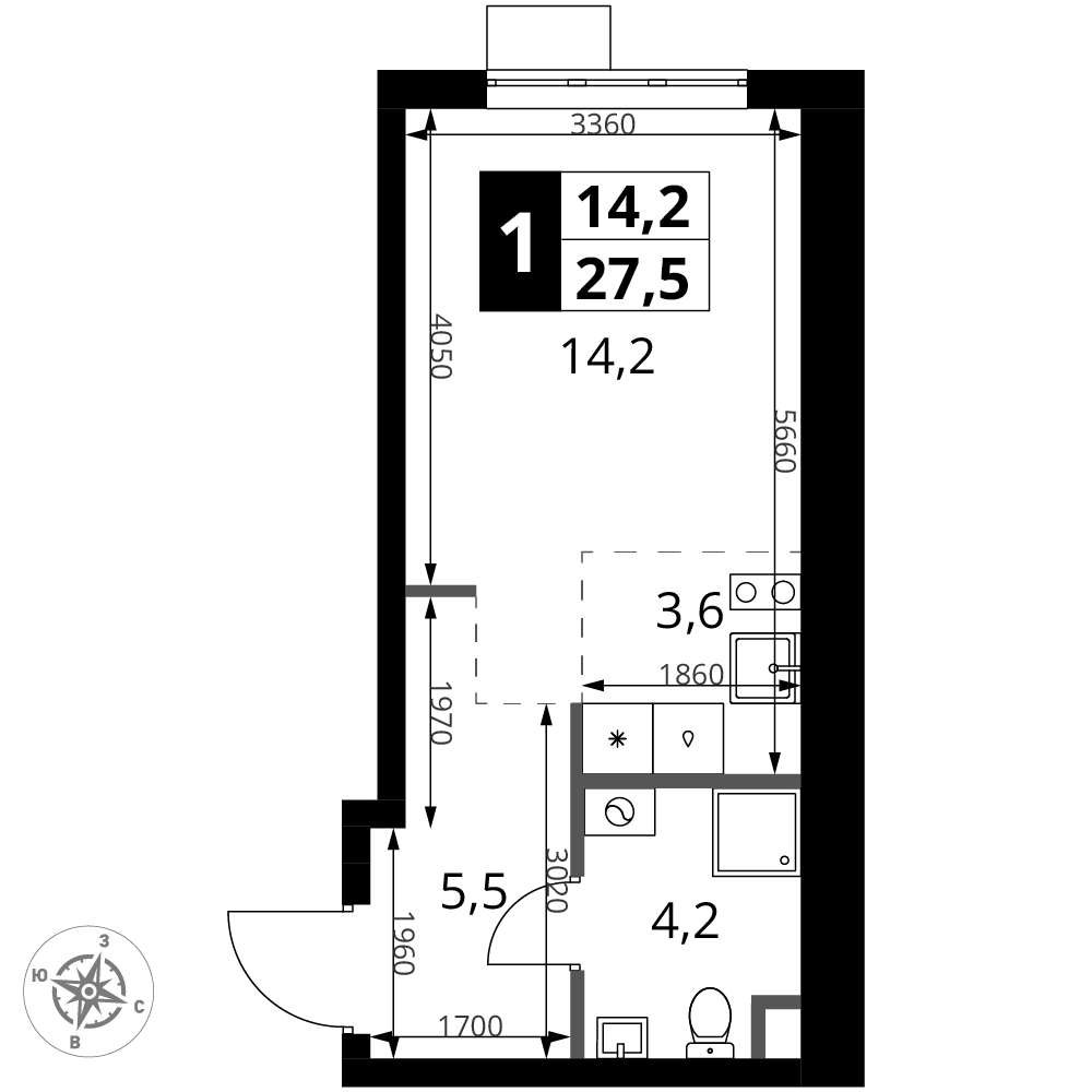 Студия 27 м2 в ЖК 1-й Ясеневский корпус null этаж 8