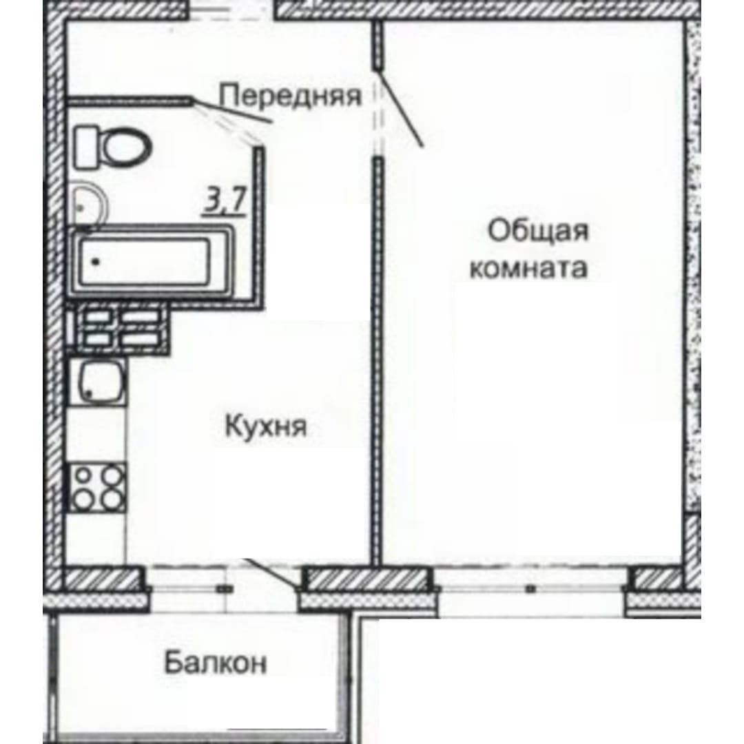 1-комнатная 32 м2 в ЖК undefined корпус null этаж 8