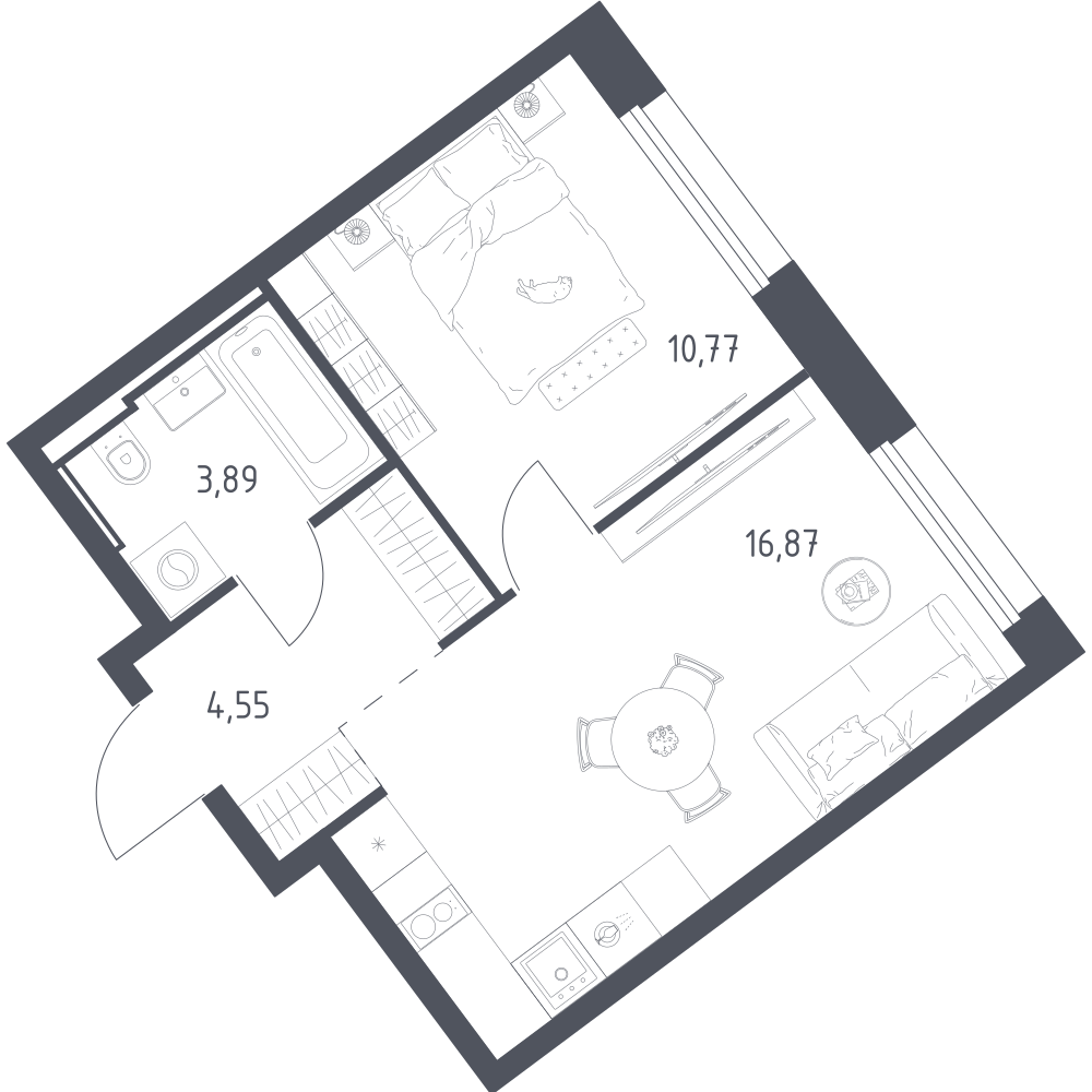 1-комнатная 36 м2 в ЖК Литературный Квартал корпус null этаж 10