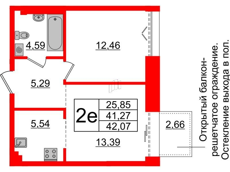 2-комнатная 41 м2 в ЖК Imperial Club корпус null этаж 3