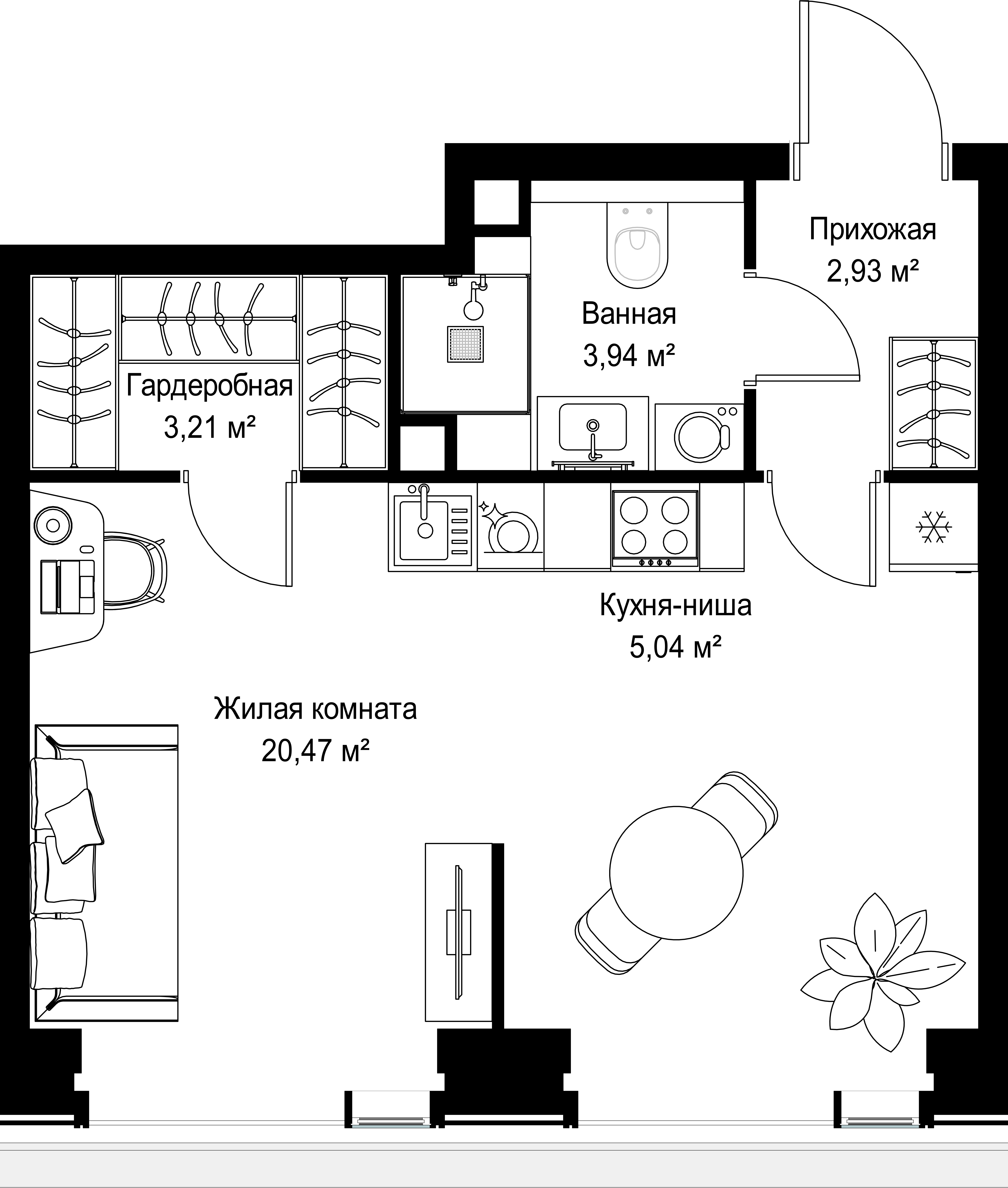 1-комнатная 35 м2 в ЖК СИТИДЗЕН корпус null этаж 48