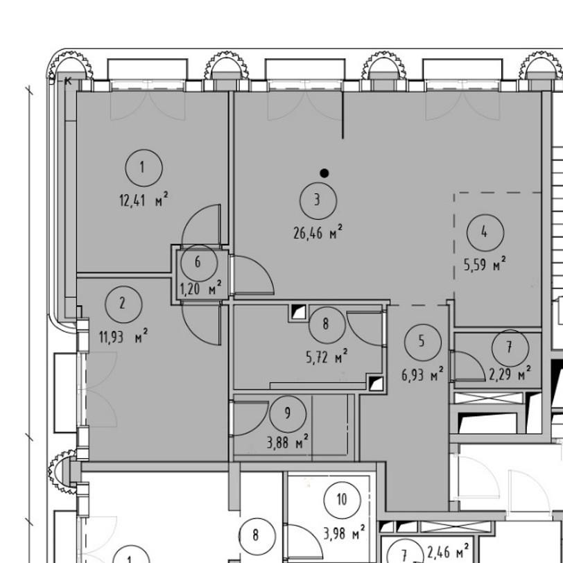 3-комнатная 76.6 м2 в ЖК undefined корпус null этаж 4
