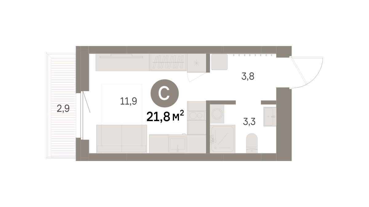 Студия 21 м2 в ЖК Шишимская горка корпус null этаж 3