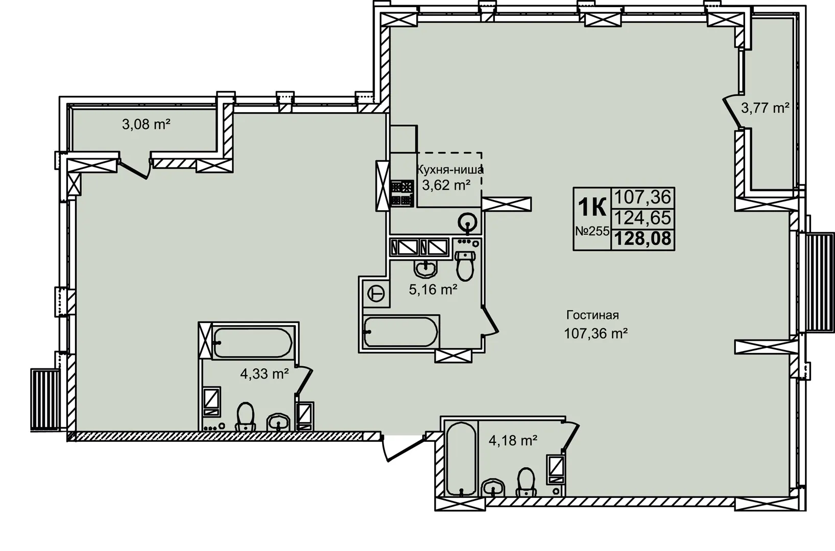 1-комнатная 128 м2 в ЖК Авиатор корпус null этаж 11