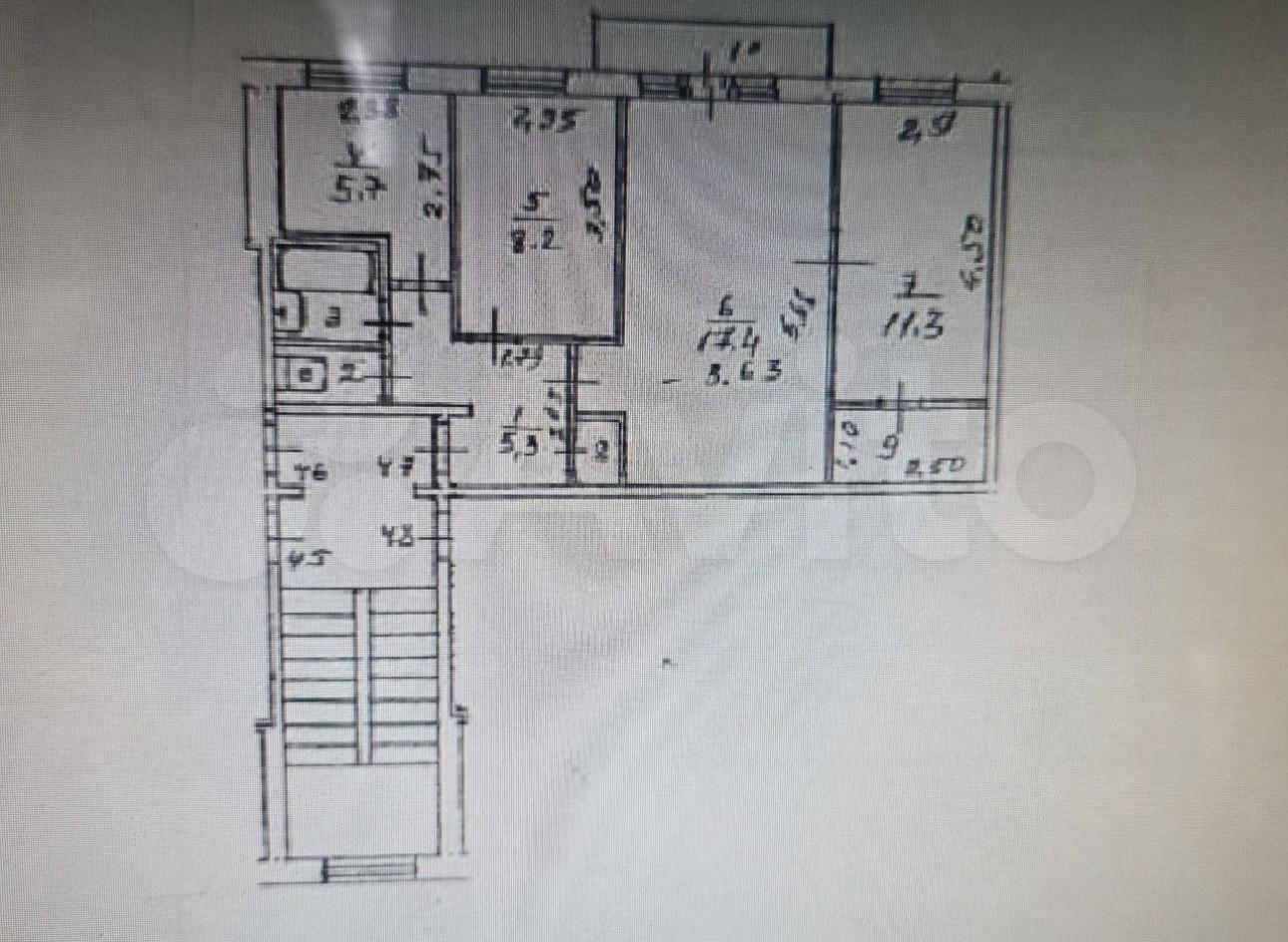 3-комнатная 55 м2 в ЖК undefined корпус null этаж 2