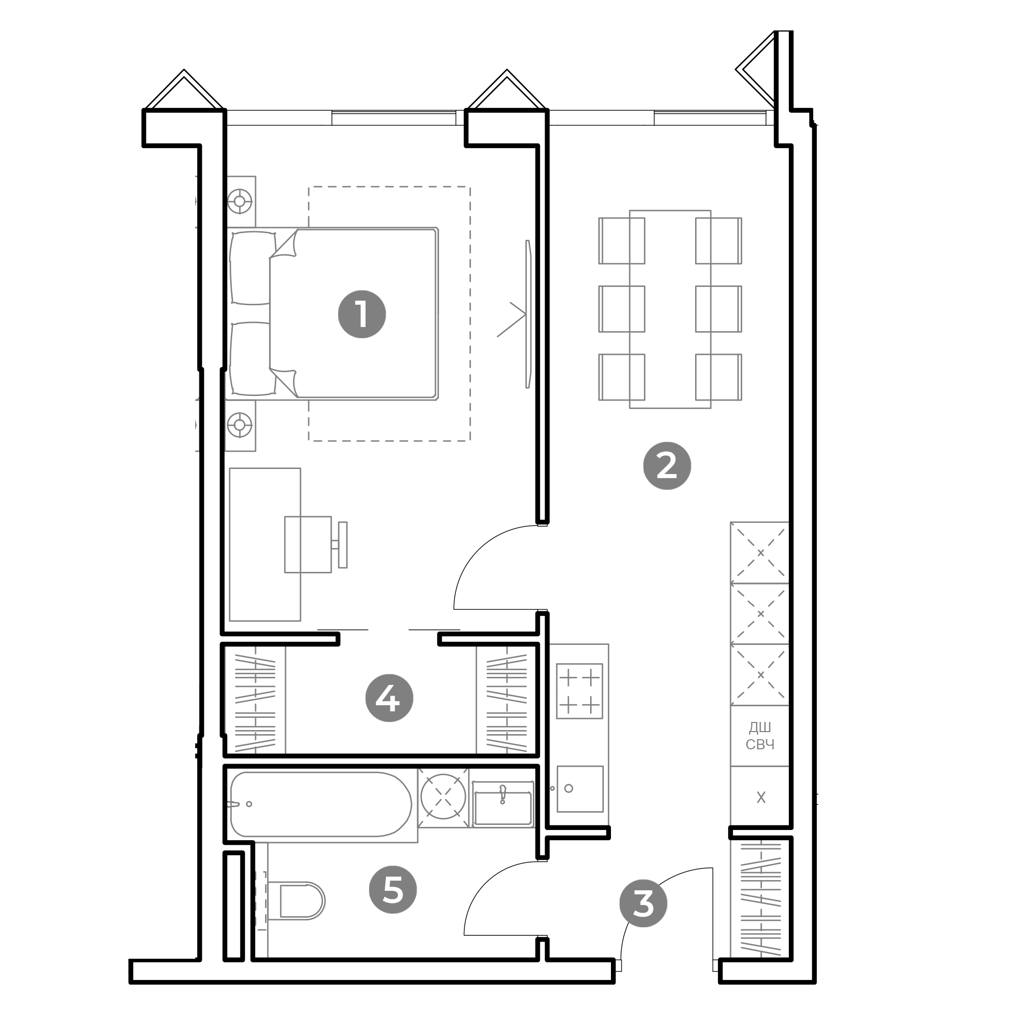 1-комнатная 44 м2 в ЖК Наметкин Тауэр корпус null этаж 7