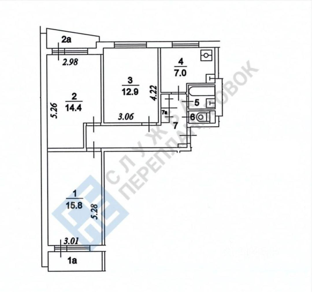 3-комнатная 62.5 м2 в ЖК undefined корпус null этаж 4