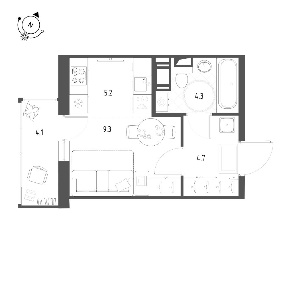 Студия 24 м2 в ЖК Монография корпус null этаж 3