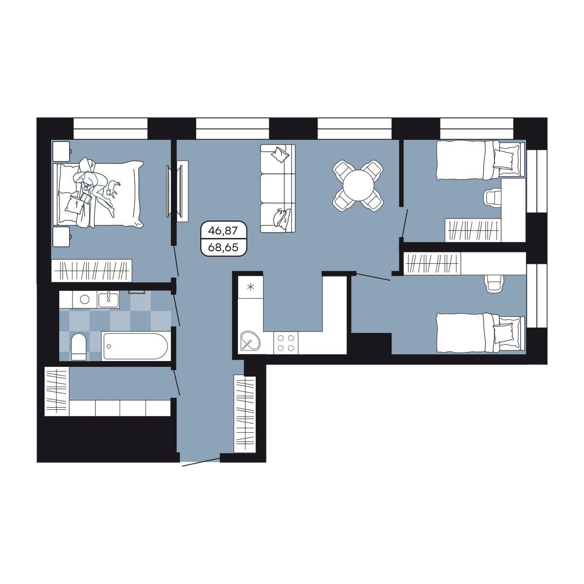 Студия 68 м2 в ЖК Парк Авеню корпус null этаж 14