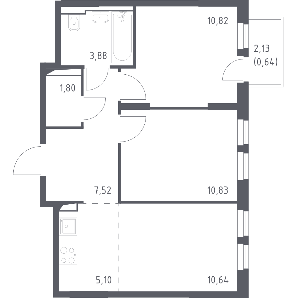 Студия 50 м2 в ЖК Остафьево корпус null этаж 9
