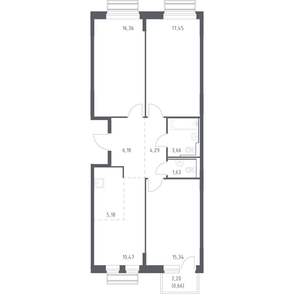 Студия 81 м2 в ЖК Рублёвский Квартал корпус null этаж 5