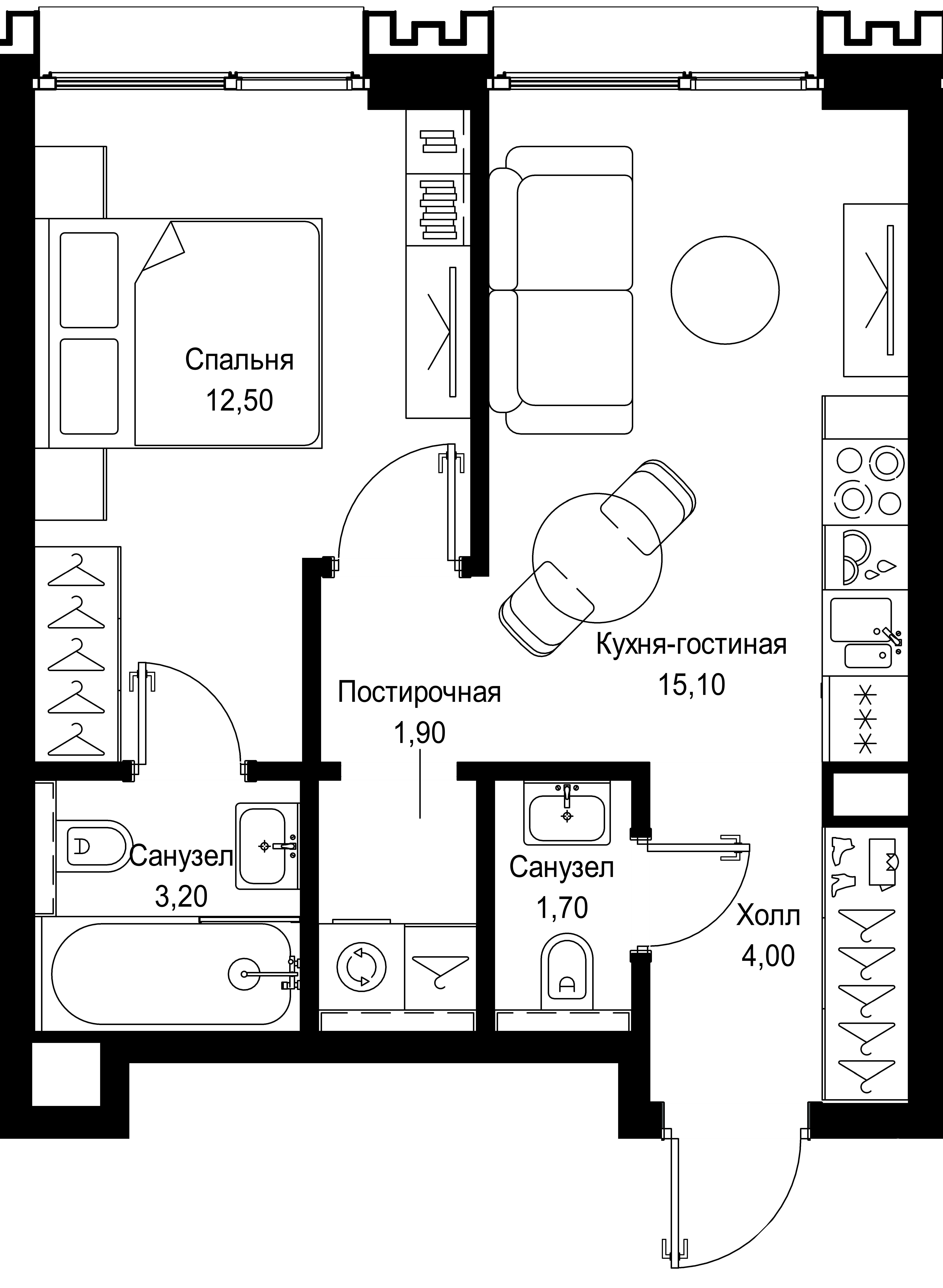 1-комнатная 38 м2 в ЖК Cityzen корпус null этаж 4