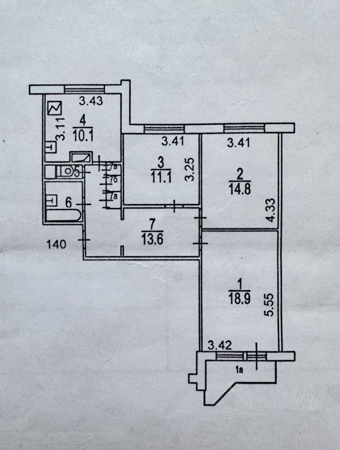 3-комнатная 74.2 м2 в ЖК undefined корпус null этаж 6