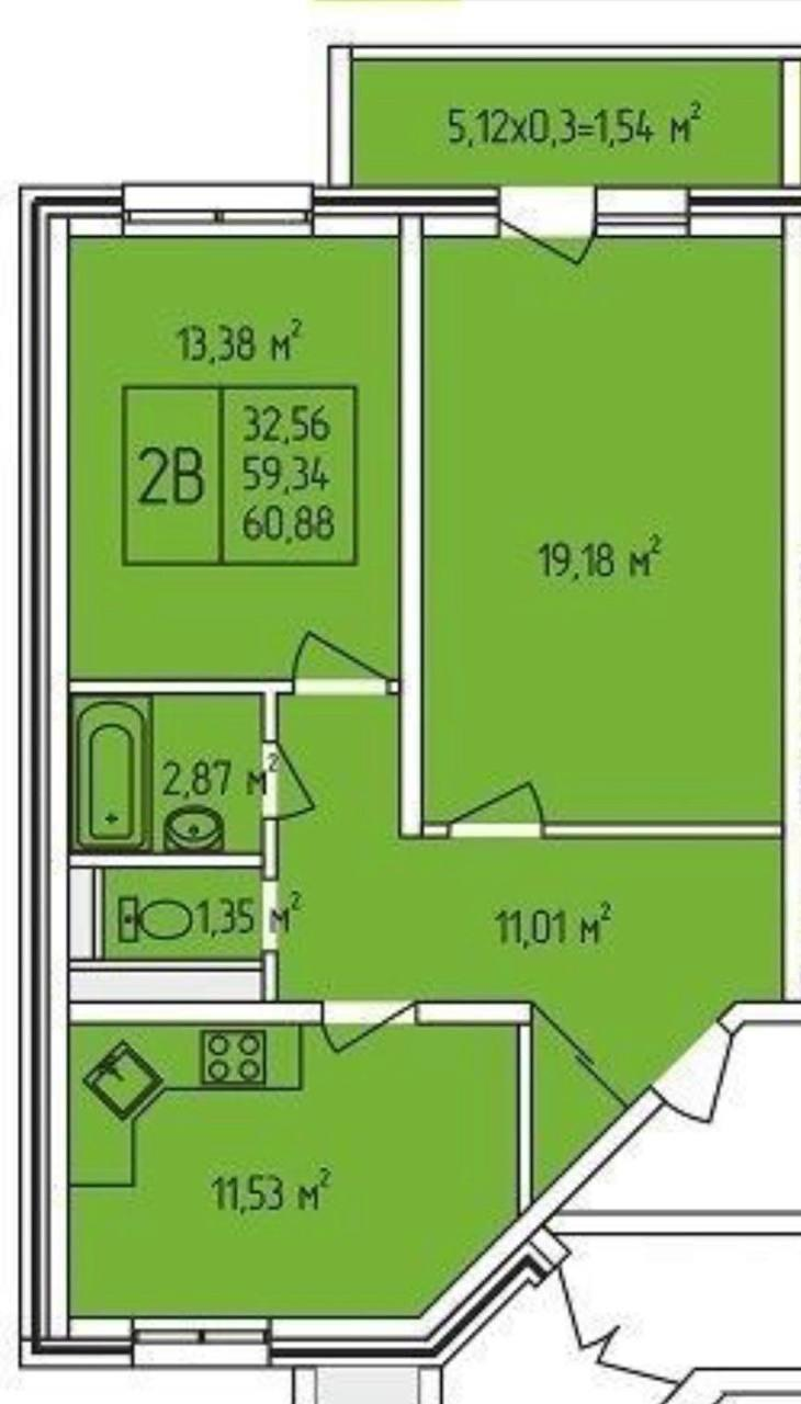 2-комнатная 64.5 м2 в ЖК undefined корпус null этаж 10