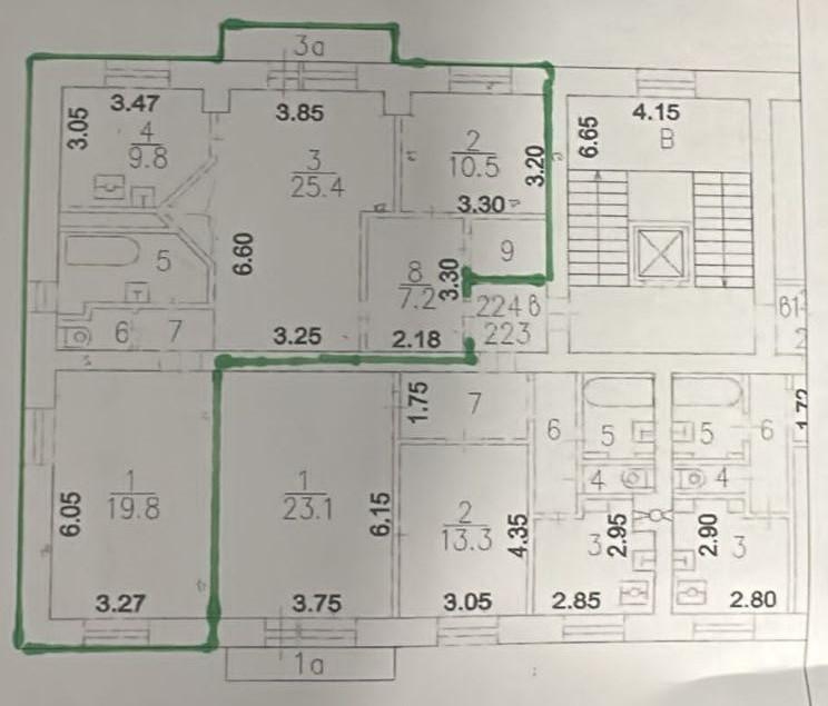 3-комнатная 85.5 м2 в ЖК undefined корпус null этаж 7