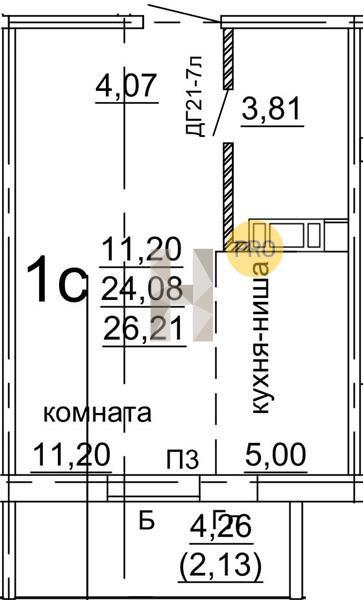 Студия 26.2 м2 в ЖК undefined корпус null этаж 6