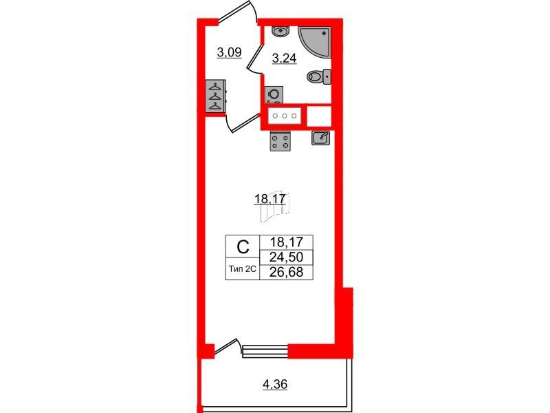 Студия 24 м2 в ЖК Setl Ривьера корпус null этаж 14