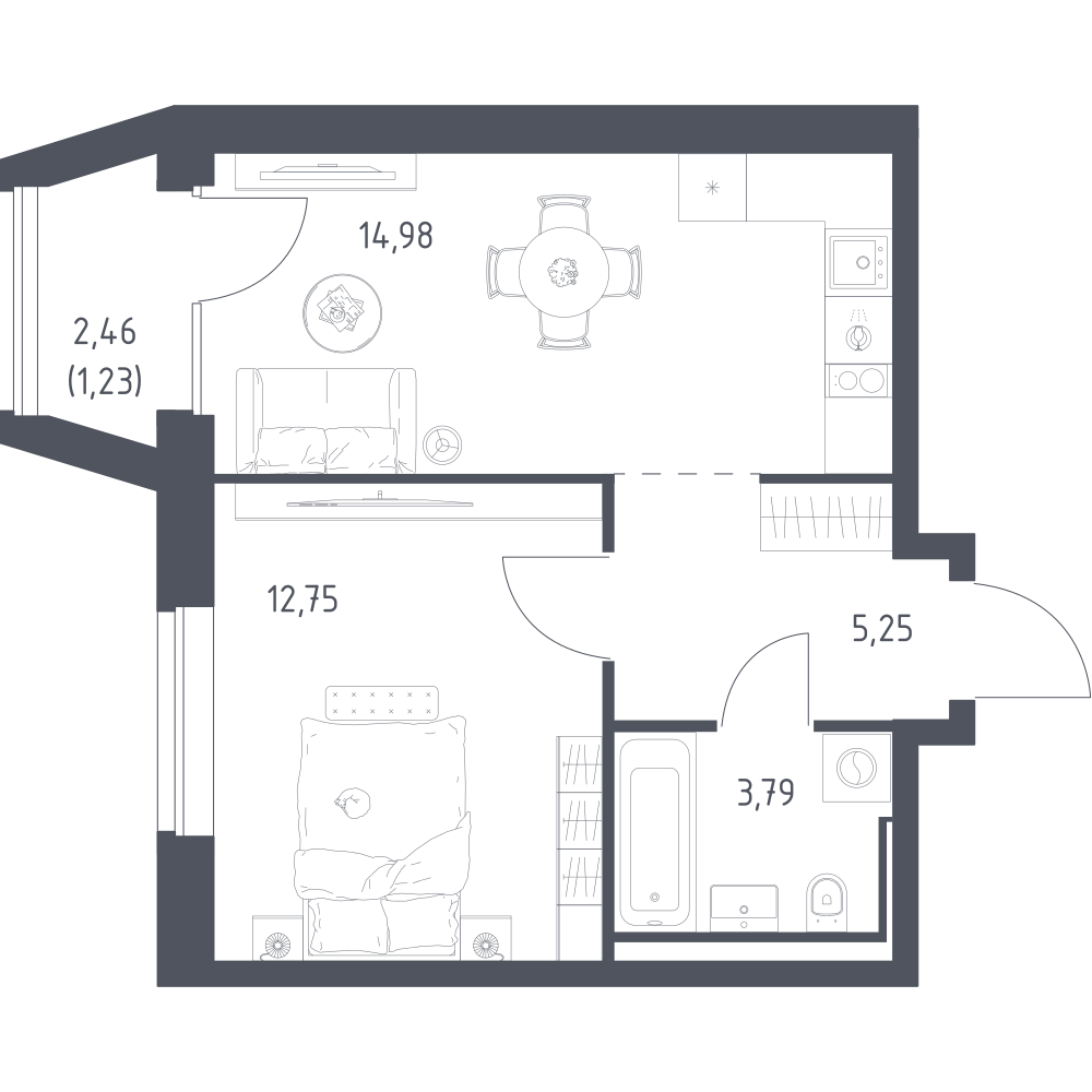 1-комнатная 38 м2 в ЖК Литературный Квартал корпус null этаж 4