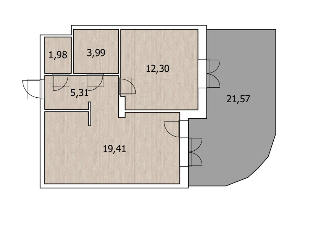 1-комнатная 64.8 м2 в ЖК undefined корпус null этаж 1