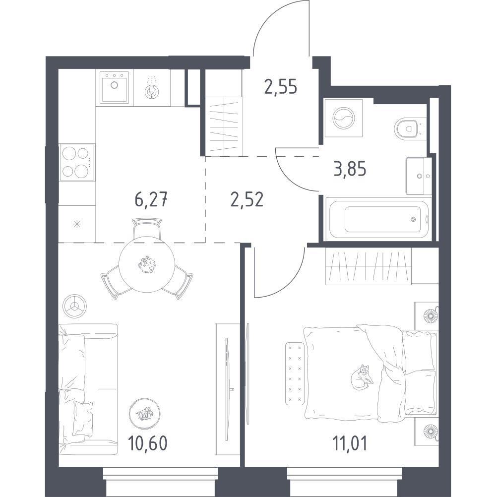 Студия 36 м2 в ЖК Заречье Парк корпус null этаж 8