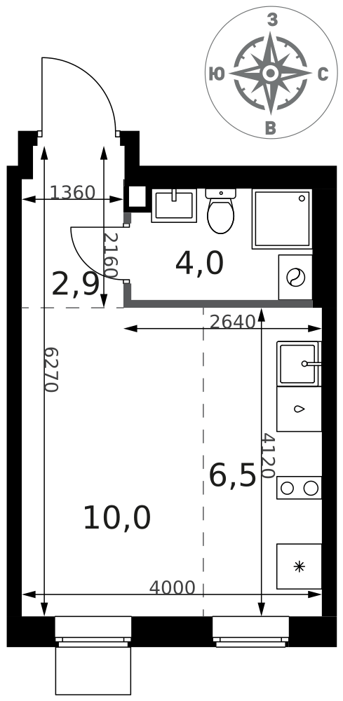 Студия 23 м2 в ЖК 1-й Ясеневский корпус null этаж 3