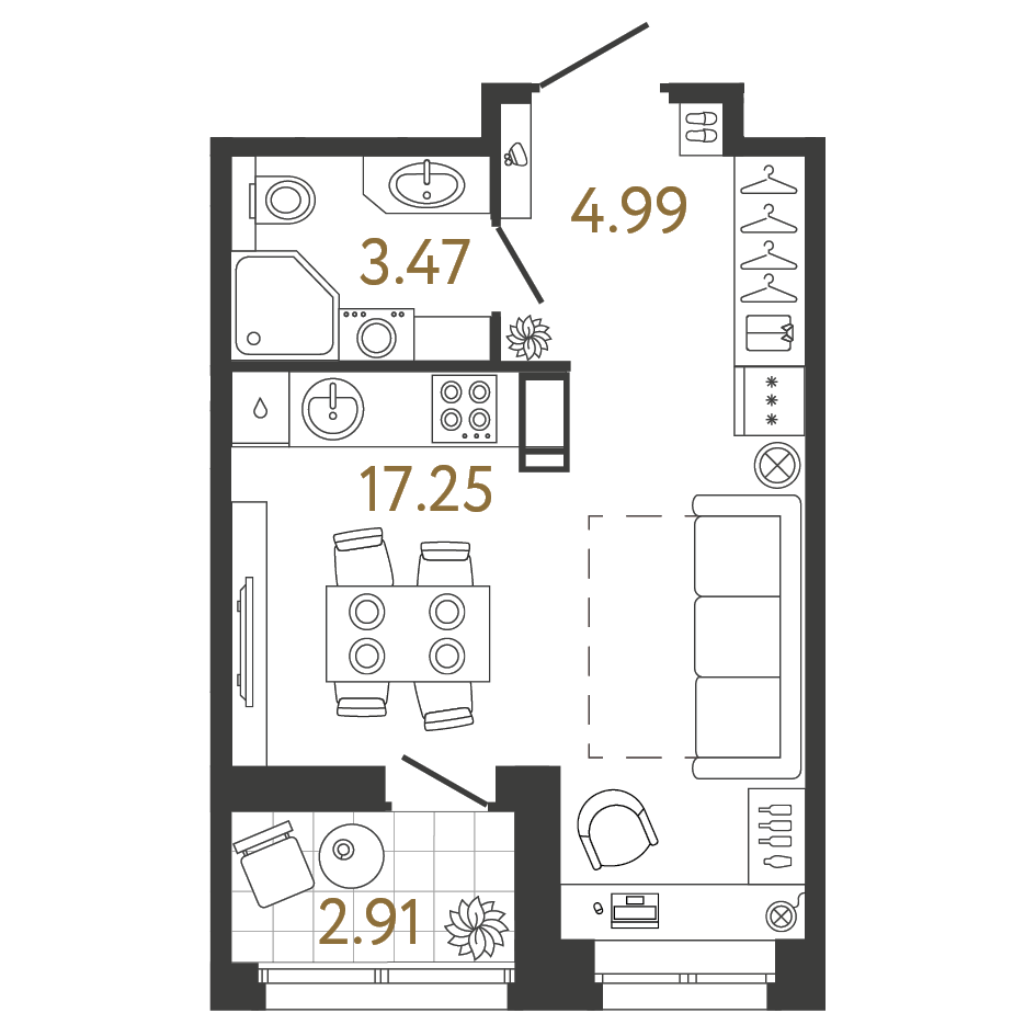 Студия 25 м2 в ЖК Ultra City 3.0 корпус null этаж 6