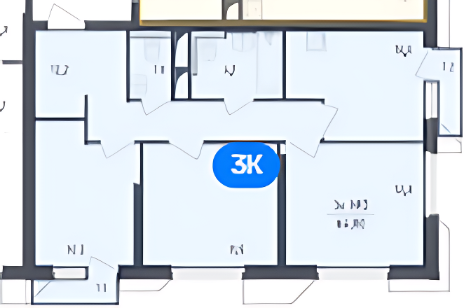 3-комнатная 62.5 м2 в ЖК undefined корпус null этаж 9