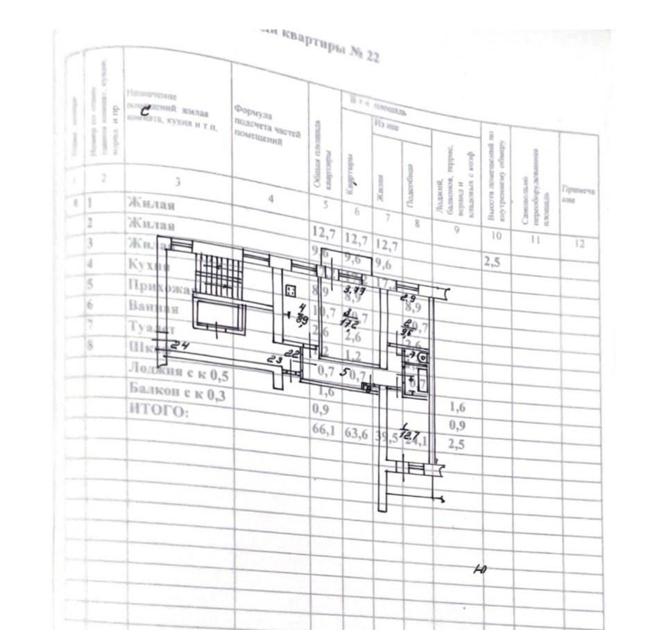 3-комнатная 66.1 м2 в ЖК undefined корпус null этаж 8