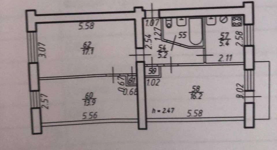 3-комнатная 64 м2 в ЖК undefined корпус null этаж 4