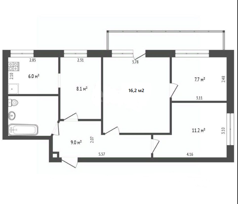 4-комнатная 64 м2 в ЖК undefined корпус null этаж 4