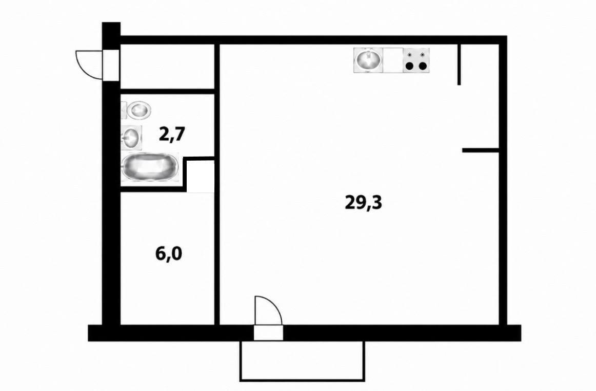 2-комнатная 42.5 м2 в ЖК undefined корпус null этаж 2