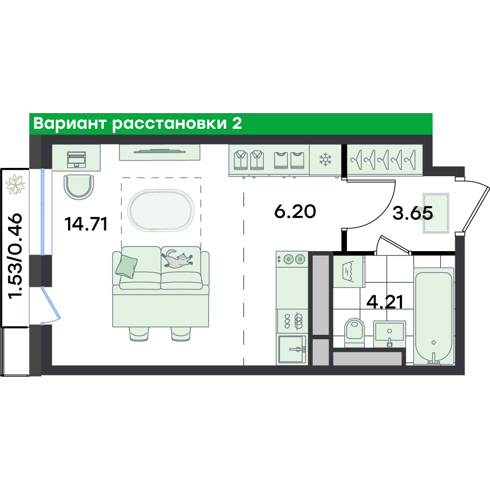 Студия 29 м2 в ЖК G3 Театральный корпус null этаж 5