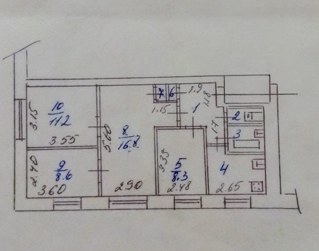 4-комнатная 60.4 м2 в ЖК undefined корпус null этаж 2