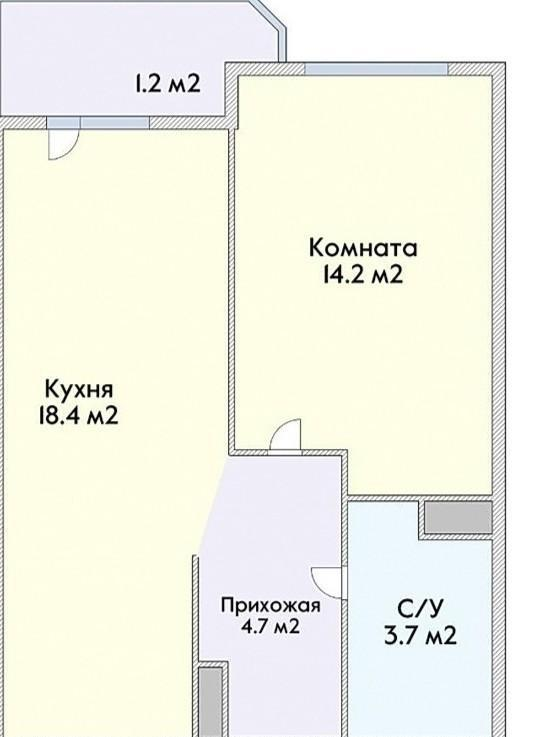1-комнатная 41.5 м2 в ЖК undefined корпус null этаж 6