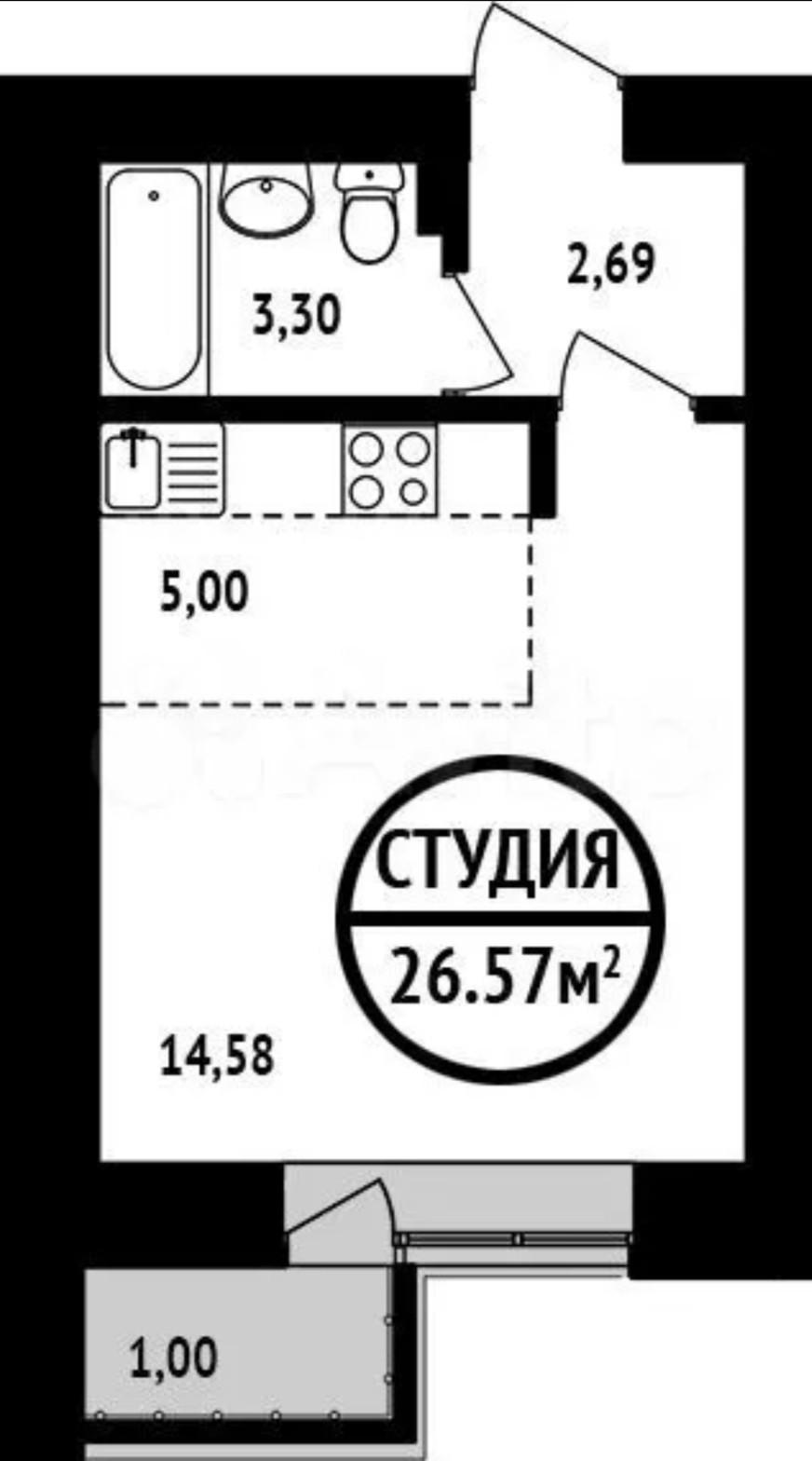Студия 26.1 м2 в ЖК undefined корпус null этаж 15