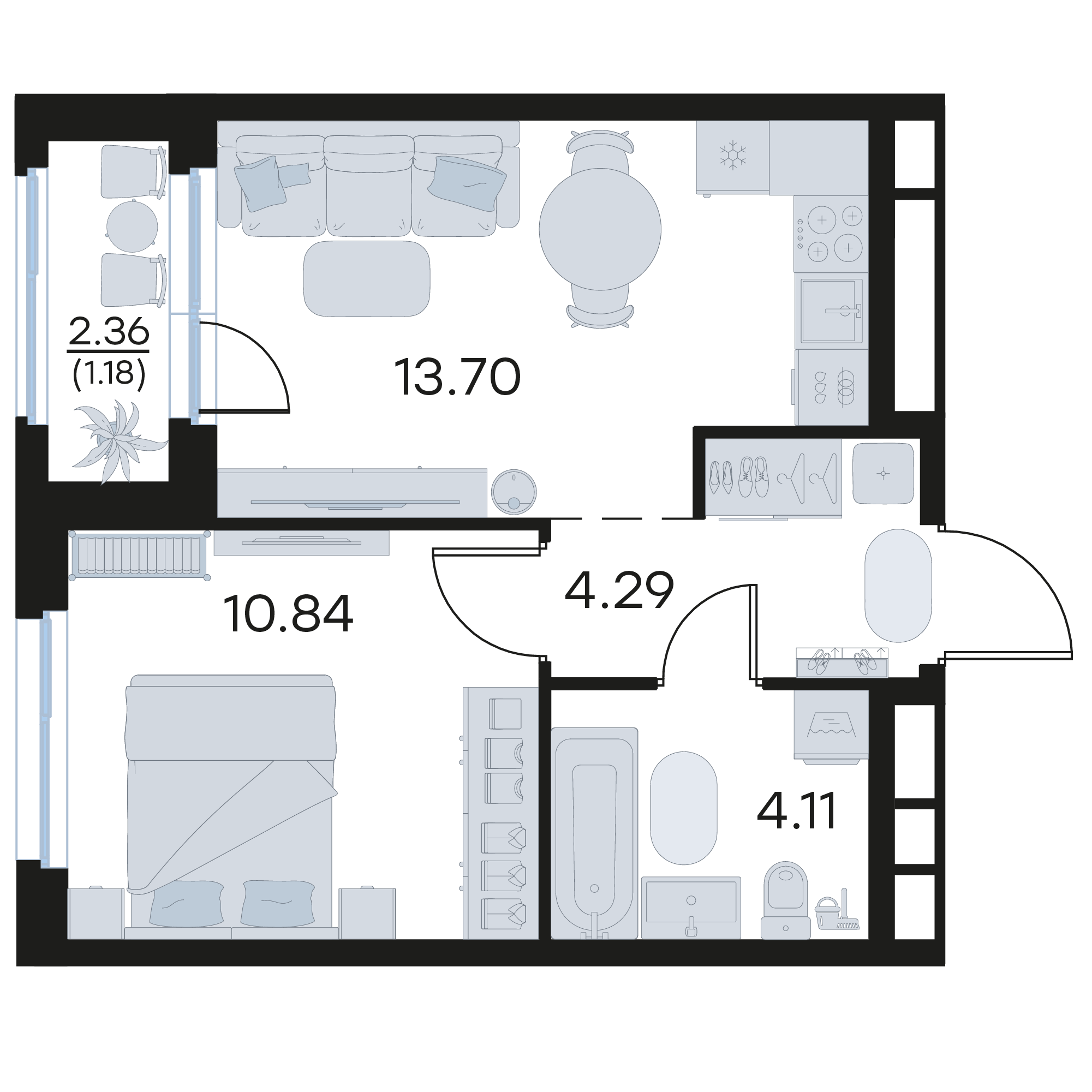 1-комнатная 34 м2 в ЖК Октябрьский корпус null этаж 9