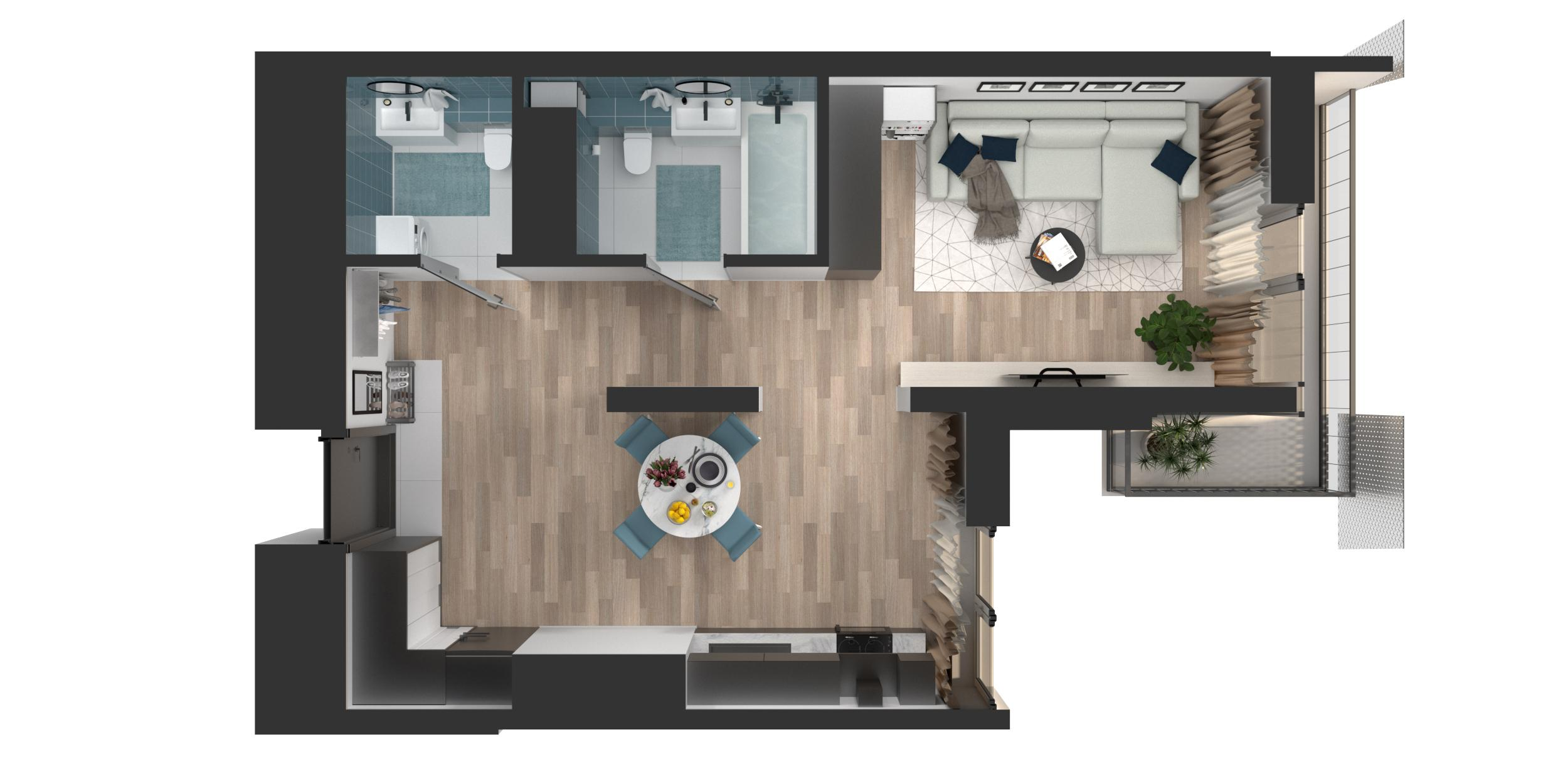 Студия 44 м2 в ЖК Мой Ритм корпус null этаж 15