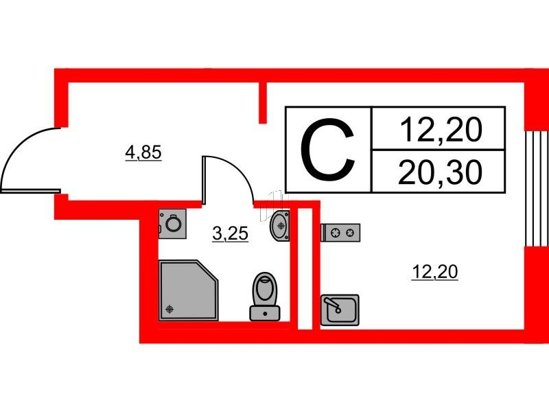 Студия 20 м2 в ЖК Avenue Apart Пулково корпус null этаж 2