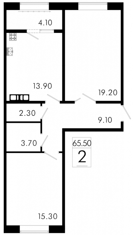 2-комнатная 65.5 м2 в ЖК undefined корпус null этаж 1