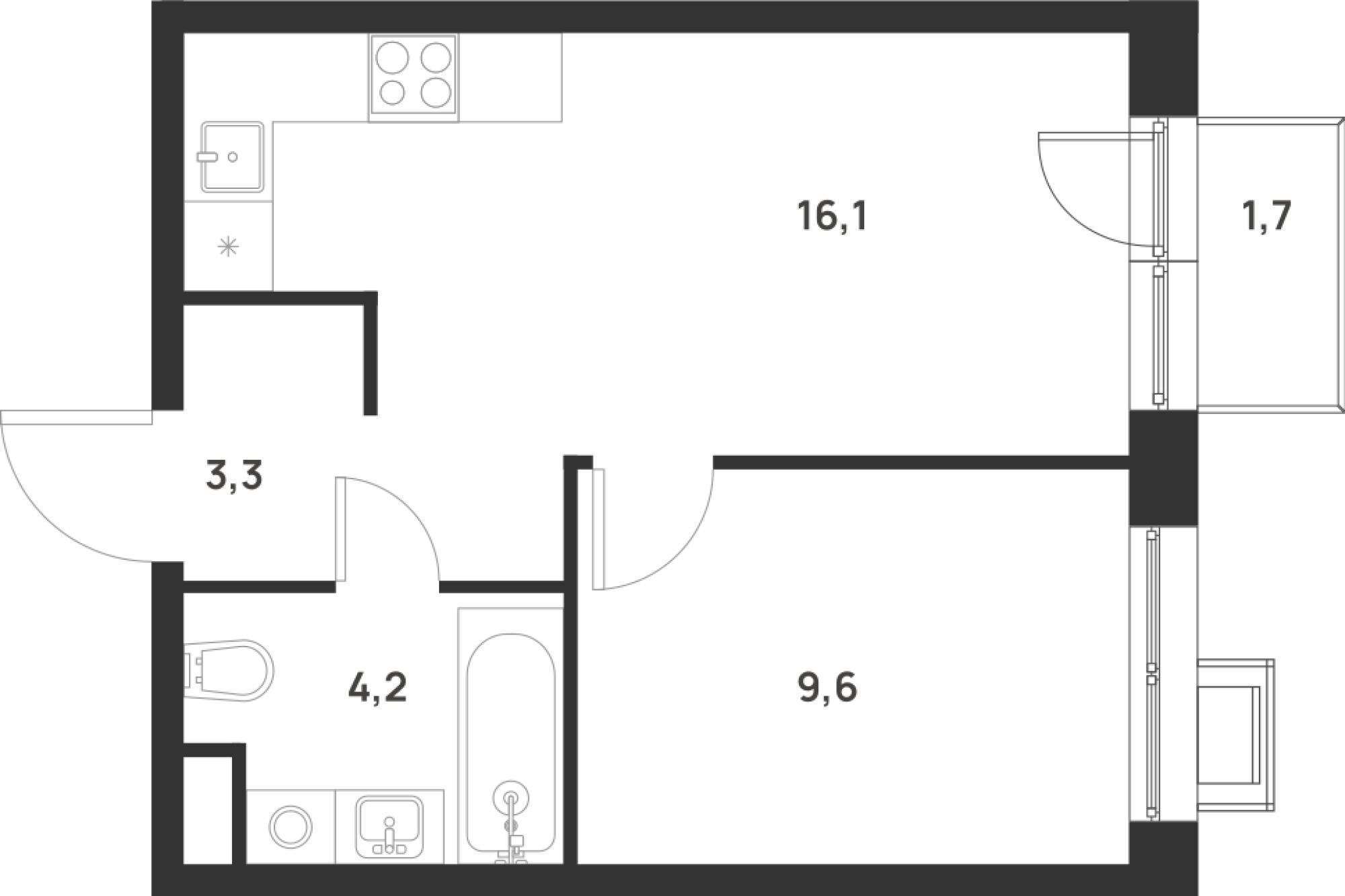 1-комнатная 33 м2 в ЖК Foreville корпус null этаж 13
