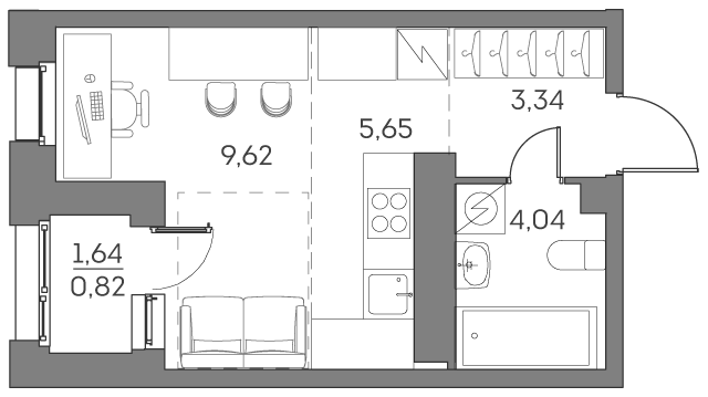 Студия 23 м2 в ЖК Аквилон Бисайд 2.0 корпус null этаж 23
