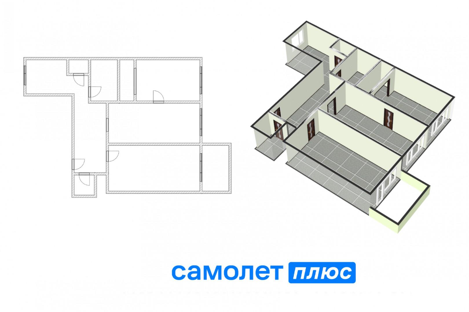 3-комнатная 87.7 м2 в ЖК undefined корпус null этаж 3