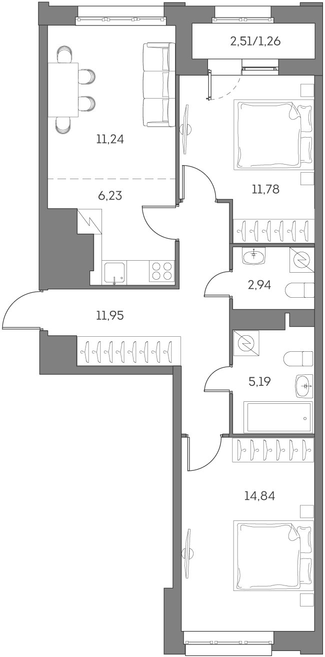 Студия 65 м2 в ЖК Аквилон Бисайд 2.0 корпус null этаж 6