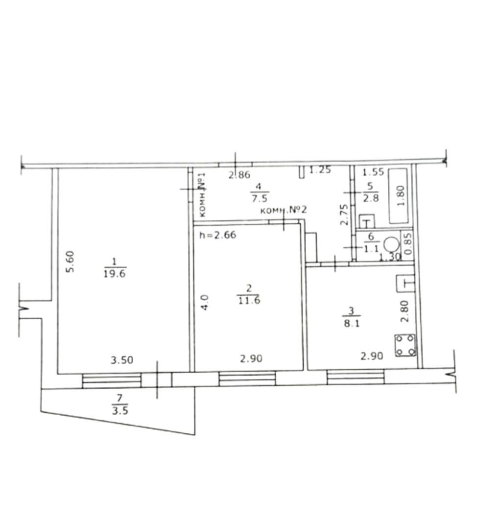 2-комнатная 19.6 м2 в ЖК undefined корпус null этаж 7
