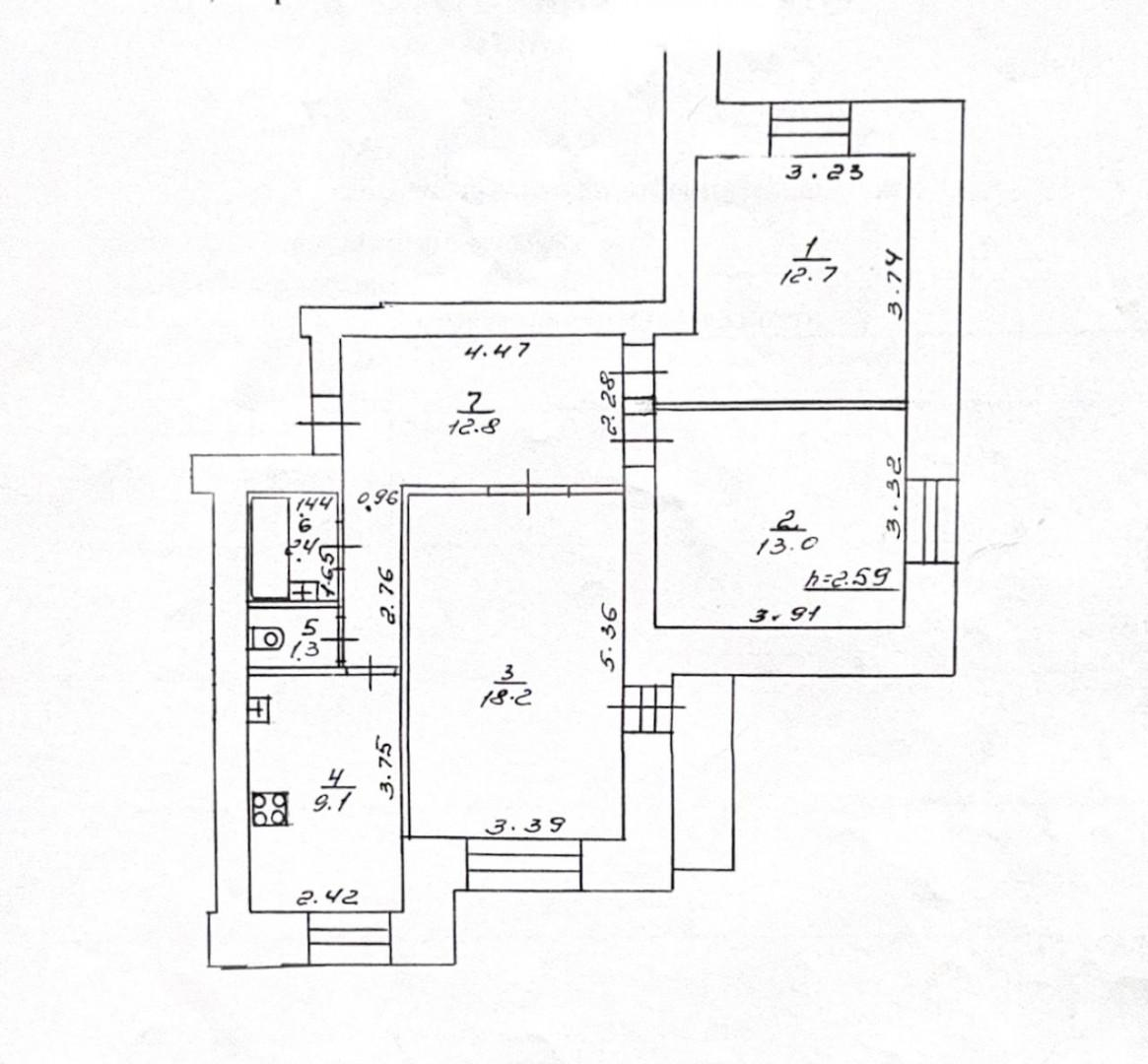 3-комнатная 69.5 м2 в ЖК undefined корпус null этаж 8