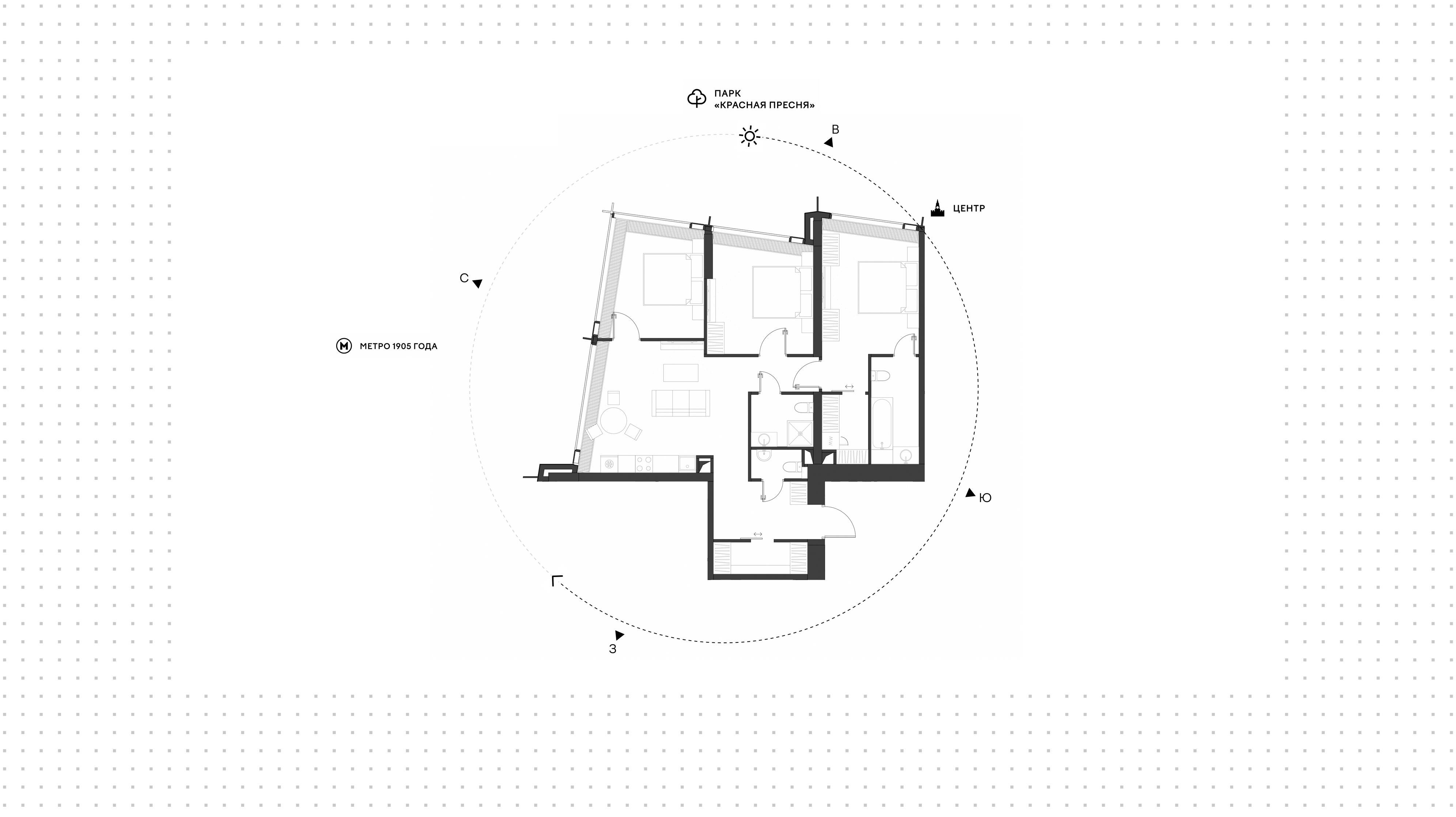 3-комнатная 100 м2 в ЖК Дом Дау корпус null этаж 12