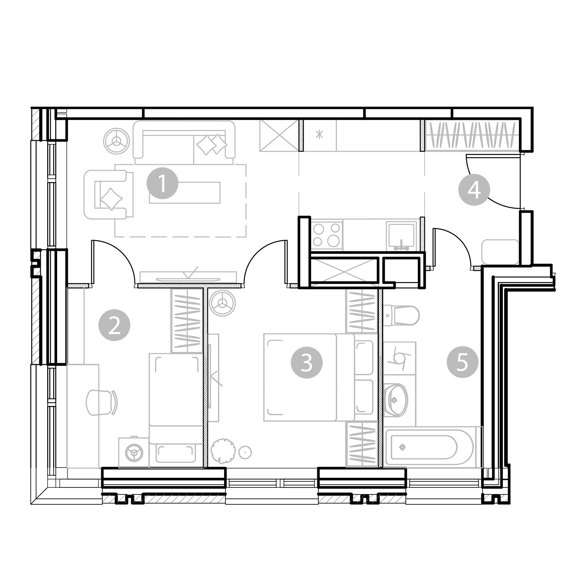 3-комнатная 47 м2 в ЖК ЭвоПарк Измайлово корпус null этаж 15